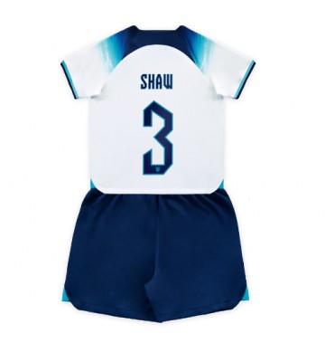 Maillot de foot Angleterre Luke Shaw #3 Domicile enfant Monde 2022 Manches Courte (+ pantalon court)